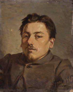 Portrait of Franciszek Streitt, painter by Andrzej Grabowski Oil Painting
