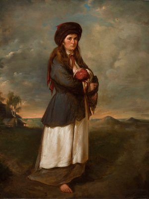 Woman with a child against landscape by Andrzej Grabowski Oil Painting