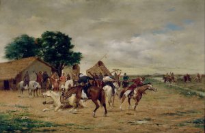 El juego del pato by Angel Della Valle Oil Painting