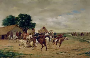 El juego del pato by Angel Della Valle Oil Painting