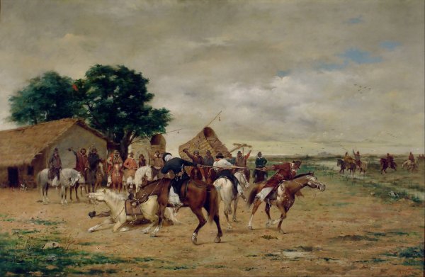 El juego del pato  by Angel Della Valle - Hand-Painted Oil Painting Reproduction