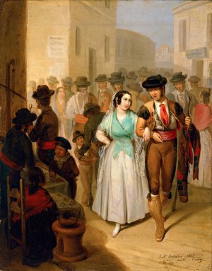 Leaving the Bullring by Angel Maria Cortellini Hernandez Oil Painting