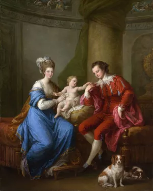 Edward Smith Stanley, Twelfth Earl of Derby, with His First Wife, Lady Elizabeth Hamilton and Their Son, Edward Smith Stanley by Angelica Kauffmann Oil Painting