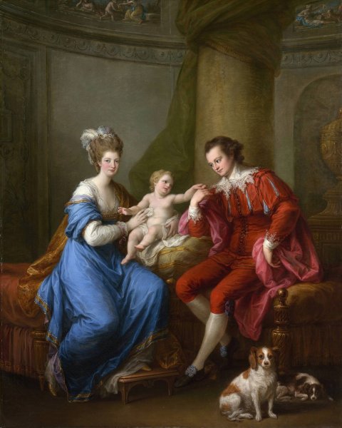 Edward Smith Stanley, Twelfth Earl of Derby, with His First Wife, Lady Elizabeth Hamilton and Their Son, Edward Smith Stanley  by Angelica Kauffmann - Hand-Painted Oil Painting Reproduction
