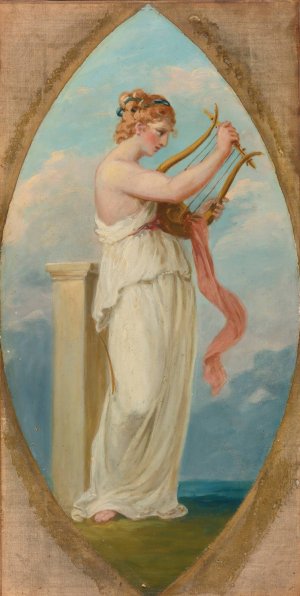 Muse with a harp by Angelica Kauffmann Oil Painting
