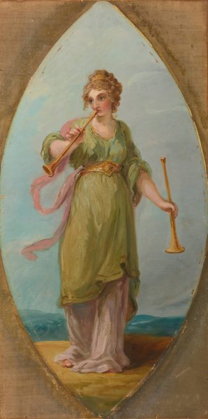 Muse with two trumpets by Angelica Kauffmann Oil Painting