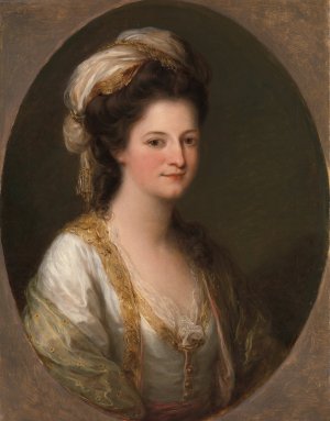 Portrait of a woman, traditionally identified as Lady Hervey by Angelica Kauffmann Oil Painting
