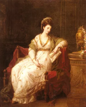 Portrait of Louise Henrietta Campbell, Later Lady Scarlett, as The Muse of Literature Oil painting by Angelica Kauffmann