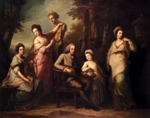 Portrait of Philip Tisdal with His Wife and Family by Angelica Kauffmann Oil Painting