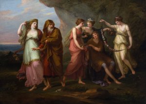 Telemachus and The Nymphs of Calypso by Angelica Kauffmann Oil Painting