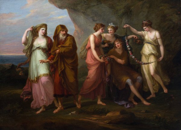 Main Product Photo of Telemachus and The Nymphs of Calypso  Painting by Angelica Kauffmann