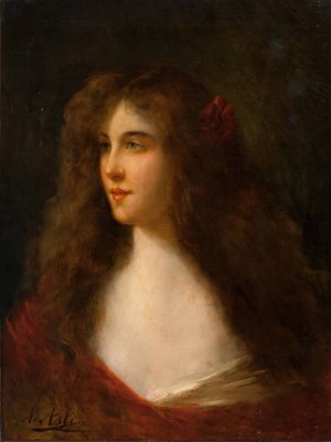 Portrait of a Girl by Angelo Asti Oil Painting