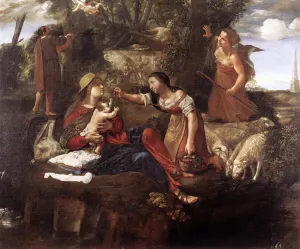 Rest on the Flight into Egypt painting by Angelo Caroselli