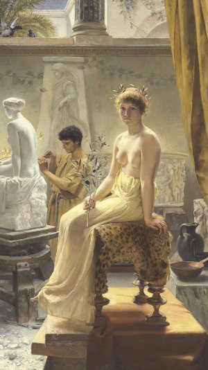The Sculptor's Model by Angelo Comte De Courten Oil Painting