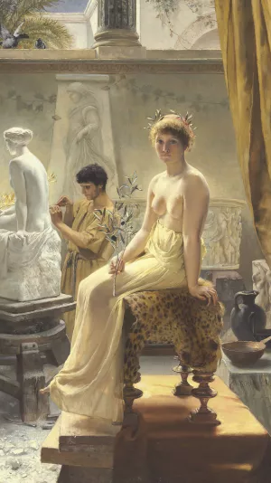The Sculptor's Model by Angelo Comte De Courten Oil Painting