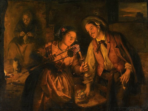 Main Product Photo of Lovers  Painting by Angelo Inganni