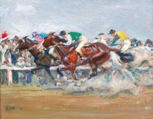 Horse Race by Angelo Jank Oil Painting