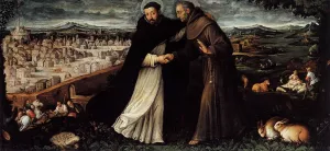 St Dominic and St Francis by Angelo Lion - Oil Painting Reproduction