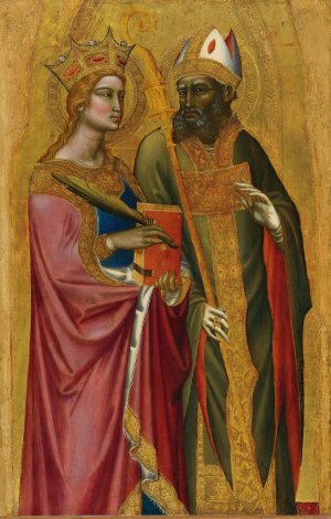 Saint Catherine And A Bishop Saint by Angelo Puccinelli Oil Painting
