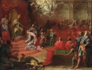 Allegori Over drottning Kristinas underkastelse infOr katolska kyrkan och paven Alexander VII by Angelo Trevisani Oil Painting