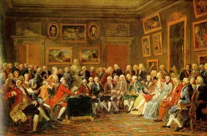 In the Salon of Madame Geoffrin in 1755 by Anicet-Charles Lemonnier Oil Painting