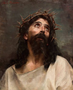 Head of Christ by Aniela Biernacka Poraj Oil Painting