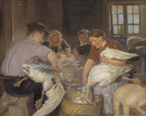Plucking the Geese by Anna Ancher Oil Painting
