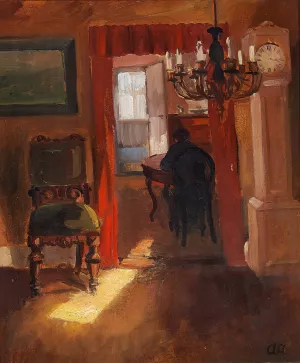 Skageninterior med en solstribe pa gulvet by Anna Ancher Oil Painting