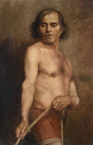 A Male Nude Standing by Anna Bilinska-Bohdanowicz Oil Painting