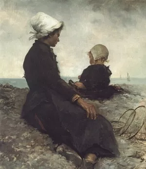 At the Seashore by Anna Bilinska-Bohdanowicz - Oil Painting Reproduction