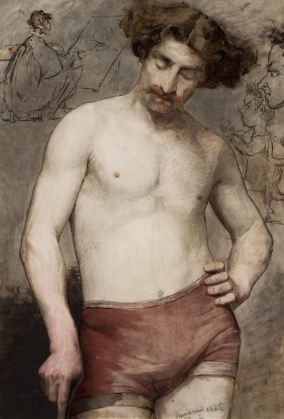 Male semi-nude-study  by Anna Bilinska-Bohdanowicz - Hand-Painted Oil Painting Reproduction