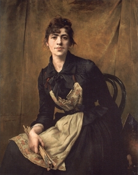 Main Product Photo of Self Portrait with Apron and Brushes Painting by Anna Bilinska-Bohdanowicz