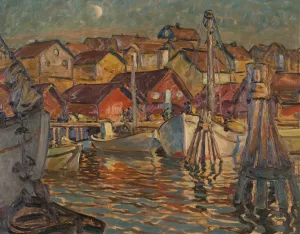 A Fishing Harbour. Study from North Norway by Anna Boberg Oil Painting