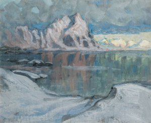 Boats between the Mountains. Study from Lofoten by Anna Boberg Oil Painting