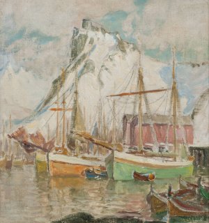 In the Harbour, Svolvaer. Study from Lofoten by Anna Boberg Oil Painting