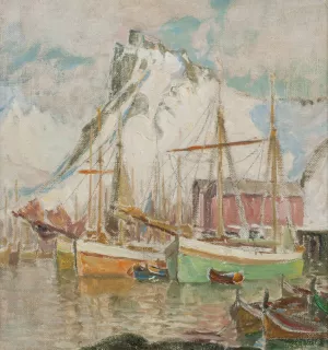 In the Harbour, Svolvaer. Study from Lofoten by Anna Boberg Oil Painting