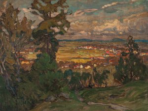 Landscape with a Village. Study from North Norway by Anna Boberg Oil Painting