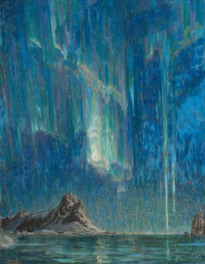 Northern Lights. Study from North Norway by Anna Boberg Oil Painting