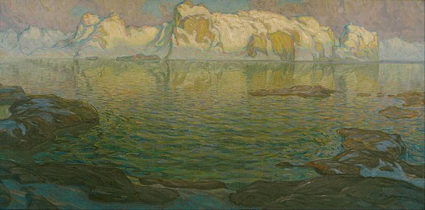 Silent evening - Scene from Lofoten  by Anna Boberg - Hand-Painted Oil Painting Reproduction
