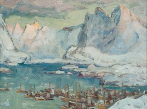 Svolvaer Harbour at the Height of the Fishing Season.Study from Lofoten by Anna Boberg Oil Painting