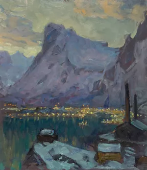 Svolvaer Harbour at the Height of the Fishing Season. Study from Lofoten by Anna Boberg Oil Painting