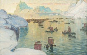 The Fishing Fleet Going Out. Study from North Norway by Anna Boberg Oil Painting