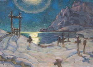 The Graveyard in the Mountains. Study from Lofoten by Anna Boberg Oil Painting