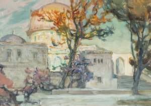 View of Jerusalen. Study Oil painting by Anna Boberg