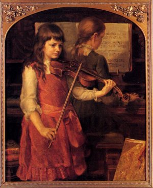 A Duet Oil painting by Anna Lea Merritt