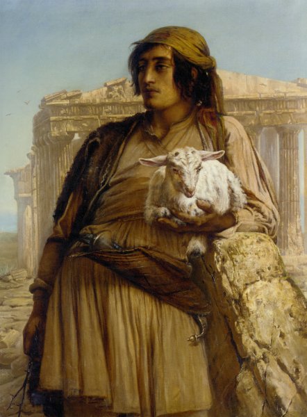 Main Product Photo of A Shephard Boy Standing Before the Pantheon Painting by Anna Maria Elisabeth Jerichau-Baumann