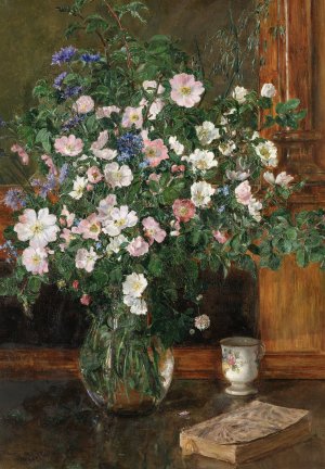 Wild Briar Roses by Anna Munthe-Norstedt Oil Painting