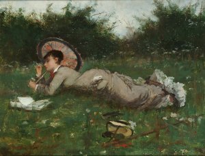 A Girl In A Meadow by Anna Nordgren Oil Painting