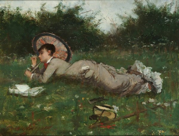 A Girl In A Meadow by Anna Nordgren - Hand-Painted Oil Painting Reproduction