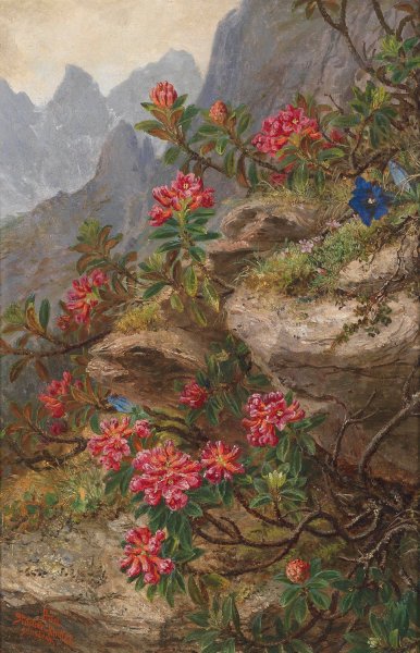 Alpenblumen by Anna Stainer-Knittel - Hand-Painted Oil Painting Reproduction